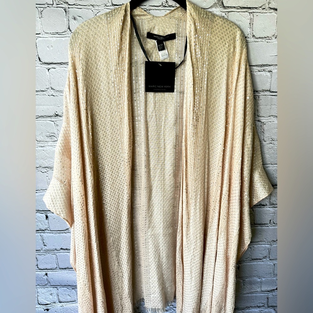 Marc New York Champagne Sequin Shawl Kimono